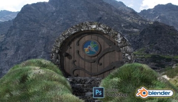 Blender 2.9 & Adobe Photoshop 3D Modeling a Hobbit Door